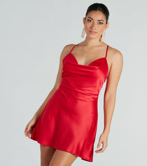 Alluring Romance Satin A-Line Mini Dress