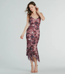 Bloom With A View Floral Ruffle Midi Dress