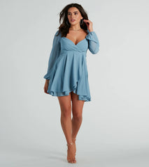 Dreamy Vibes Long Sleeve Chiffon Skater Dress