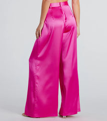 Power Vibe Satin Wide-Leg Trouser Pants