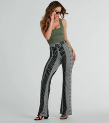 Breezy Vibes Boho Print Knit Flare Pants