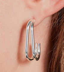 Gleaming Sterling Silver Plated Curved Hoop Earrings