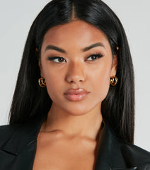 Modern Chic 14K Gold Plated Triple Hoop Earrings