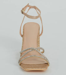 So Speechless Glitter Strappy Block Heels