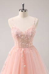 Cute A Line Blush Sequined Corset Homecoming Dress