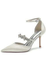 Ivory Rhinestone Pointed High Heels