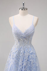Lavender A Line Tulle Long Prom Dress with Slit