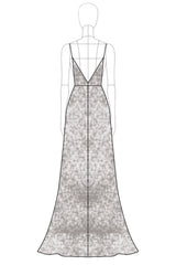 Sparkly V Neck A Line Silver Formal Dress