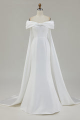 White Off The Shoulder Mermaid Long Wedding Dress