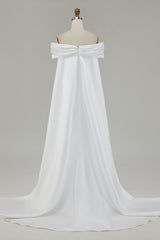 White Off The Shoulder Mermaid Long Wedding Dress
