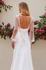 Mermaid Long Sleeve Ivory Wedding Dress