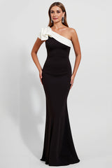 One Shoulder Mermaid Black Tie Dress