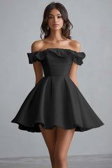Off The Shoulder A Line Mini White Graduation Dress