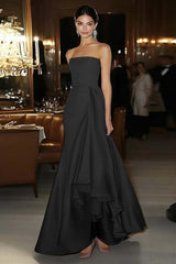 Pink Satin Sheath Strapless Gala Dress with Waist Sash