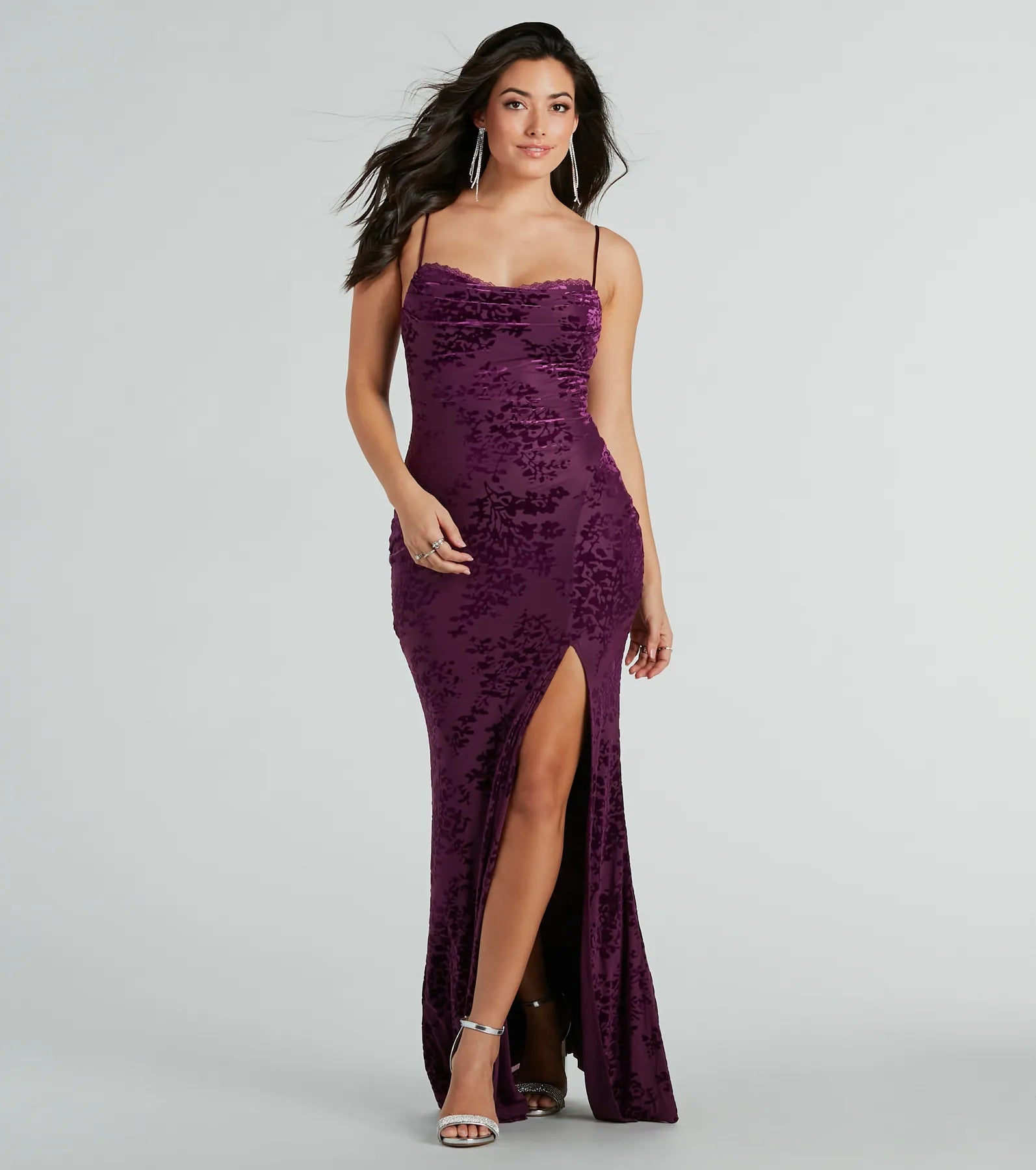 Vivian Cowl Neck Mermaid Mesh Formal Dress