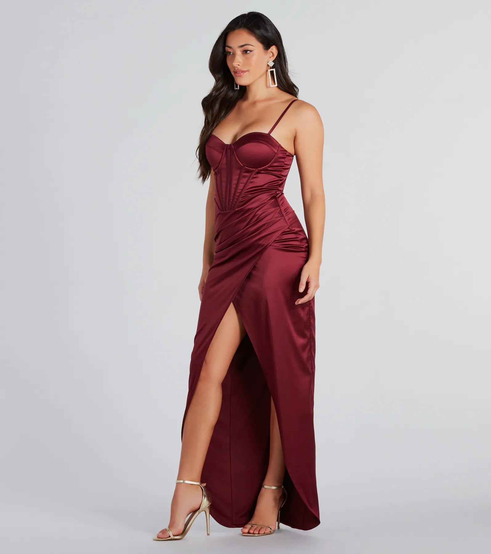 Emmaline Formal Satin Bustier Long Dress
