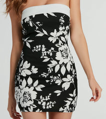 Out Of Town Strapless Floral Crepe Mini Dress
