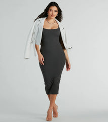 So Effortless Ribbed Knit Bodycon Midi Dress