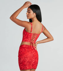 Romantic Ways Rose Lace-Up Mesh Bustier
