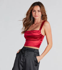Sleek Stunner Ruched Satin Crop Top