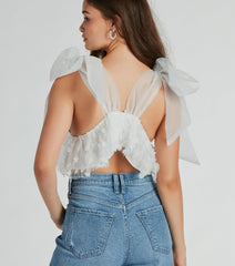 Beauty Blossoms Floral Bow Strap Babydoll Top