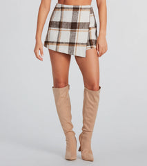 Cute Vibes Only Plaid Envelope Skort