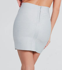 Throw A Curve Metallic Bandage Mini Skirt