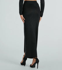 Midnight Glitz Rhinestone High Slit Maxi Skirt