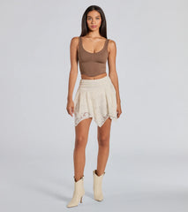 Sweetest Vibe Hanky Hem Lace Mini Skort
