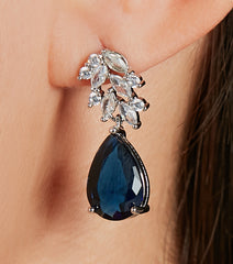 Divine Rhinestone Leaf Teardrop Earrings