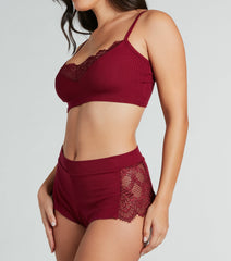 Delicate Lace Secrets Pajama Bralette And Boyshorts Set