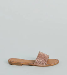 Casual Glitz Rhinestone Strap Faux Leather Sandals