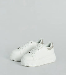 Glam Girl Sparkle Faux Leather Rhinestone Sneakers