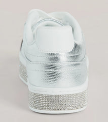 Playful Shimmer Rhinestone Trim Platform Sneakers