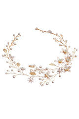 Pearl Hair Vine Gold Crystal Flower Bridal Hair Accessories