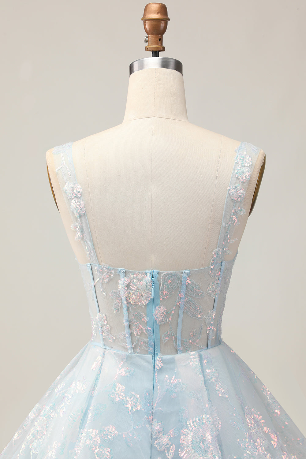 Floral Fuchsia Sequined Corset Homecoming Dress