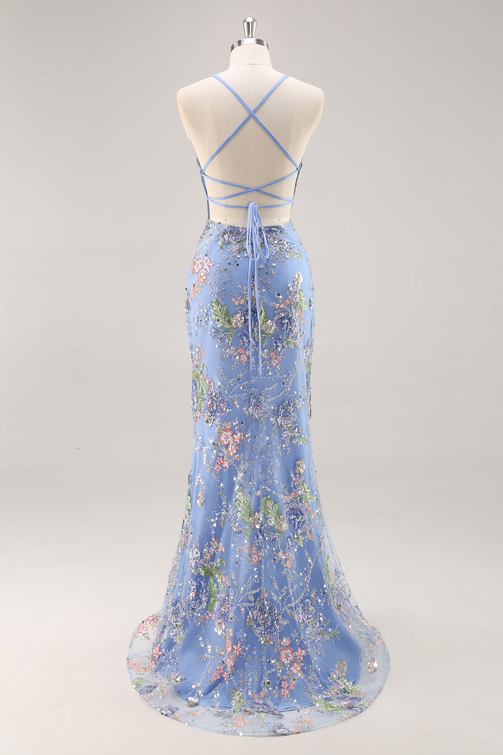 Sequins Mermaid Spaghetti Straps Pink Prom Dress with Appliques