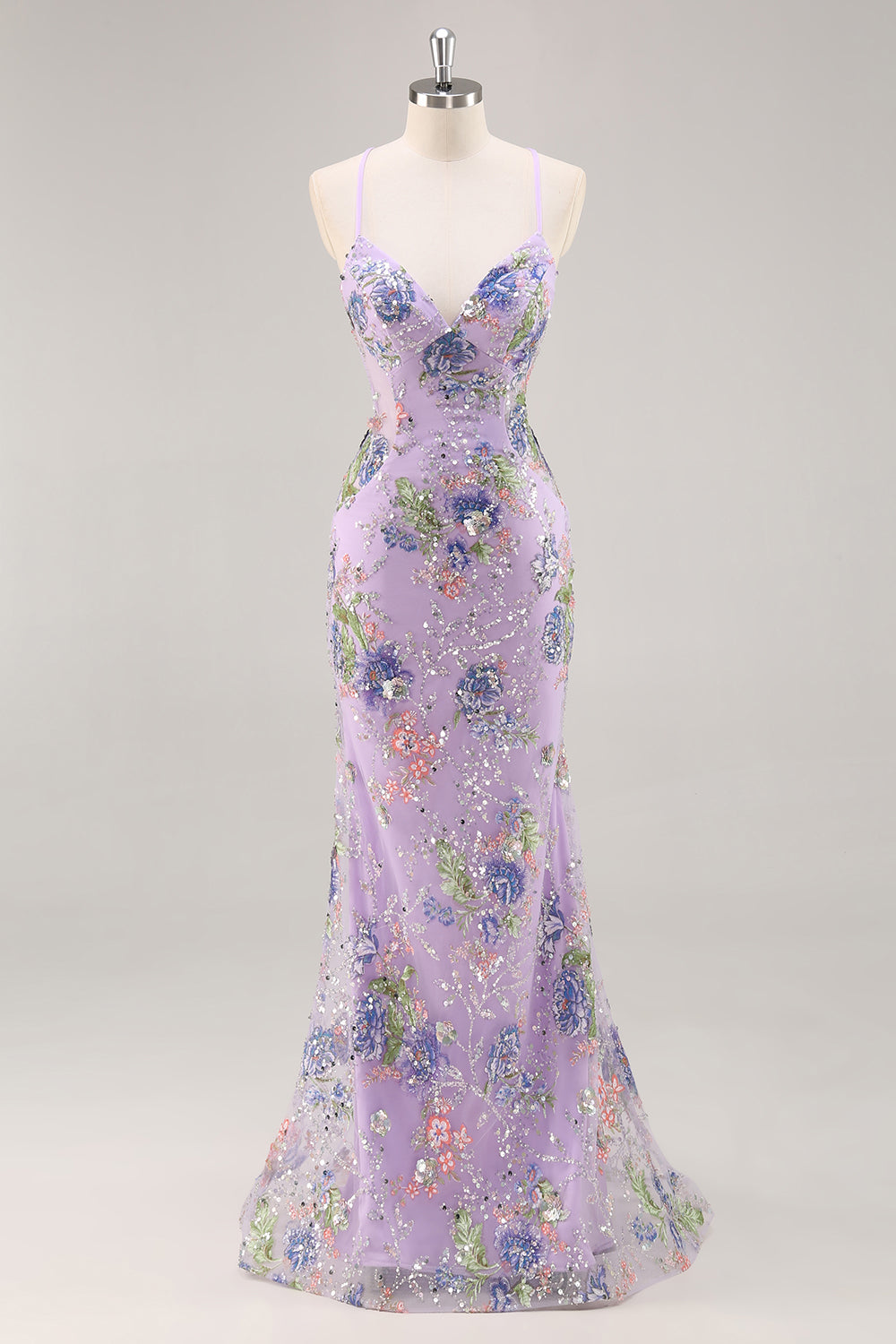 Sequins Mermaid Spaghetti Straps Pink Prom Dress with Appliques