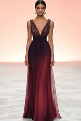 Burgundy Ruched Sheath V Neck Military Ball Dress with Back Zipper