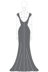 Sheath Dark Grey Off the Shoulder Metallic Satin Fommal Dress