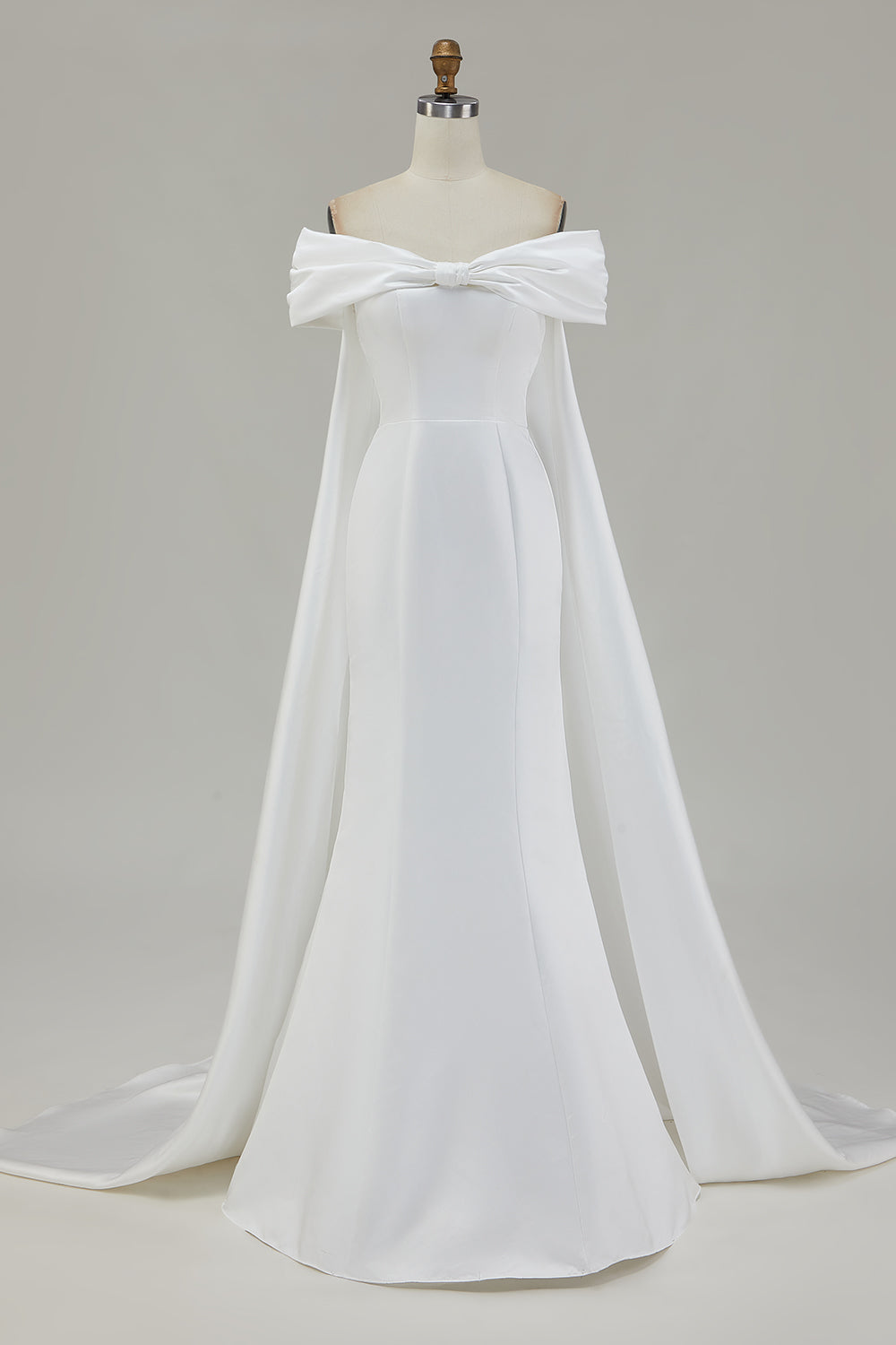 White Off The Shoulder Mermaid Long Wedding Dress