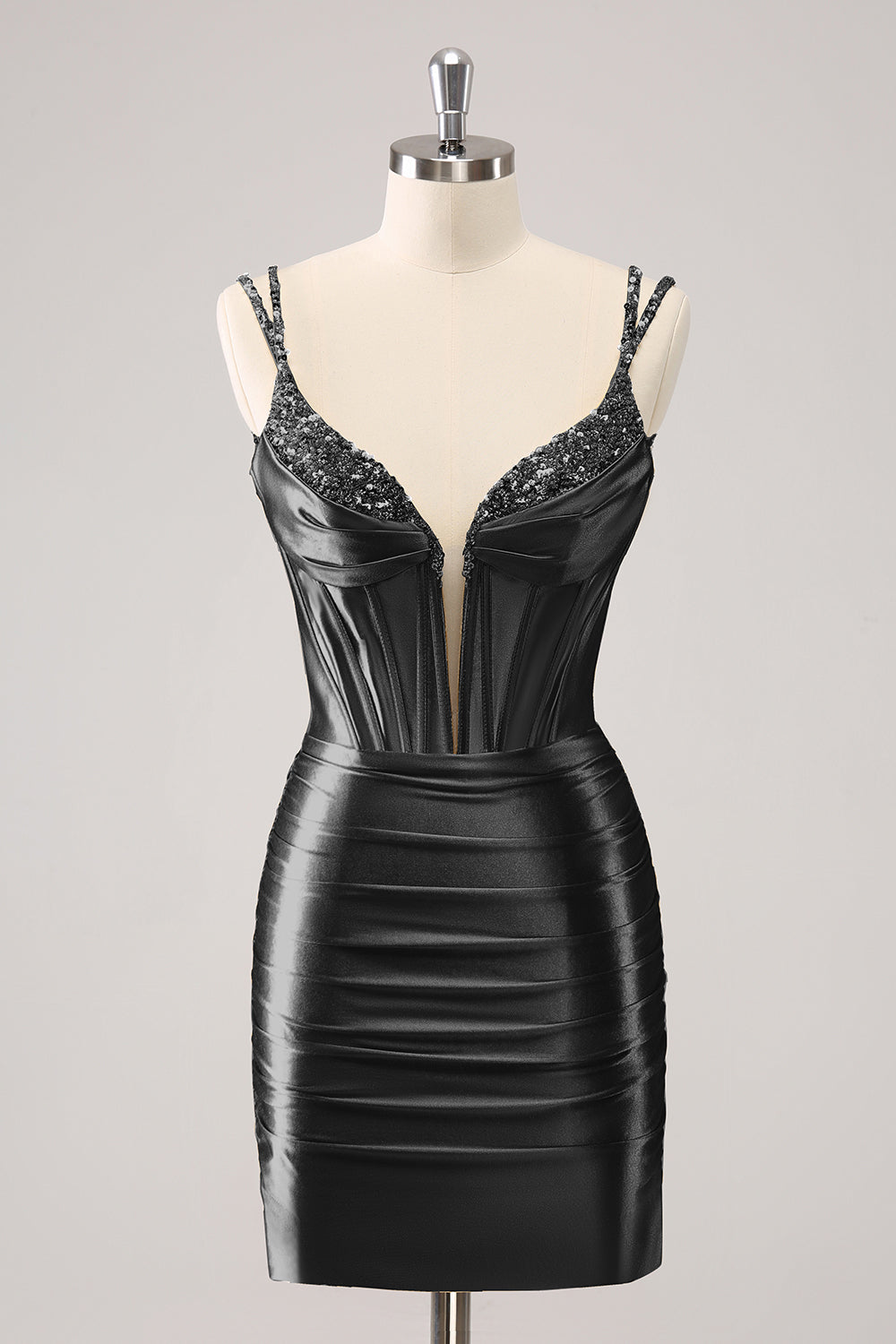 Glitter Golden Corset Sequined Satin Tight Mini Dress