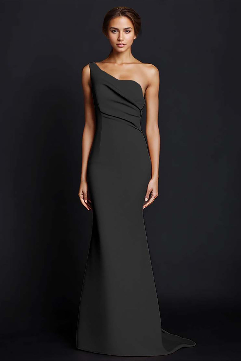One Shoulder Mermaid Khaki Formal Dress