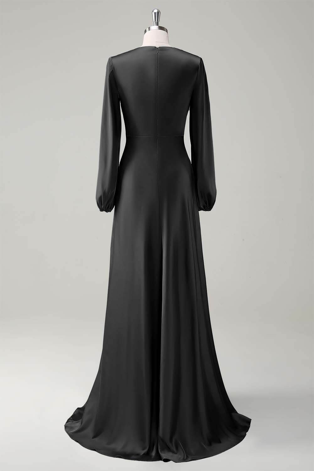 Modest Long Sleeve Round Neck Sage Bridesmaid Dress