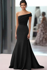 Coffee Ruched One Shoulder Mermaid Gala Dress