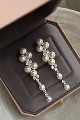 White Pearl Beading Earrings