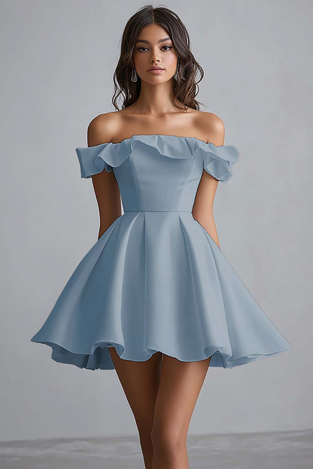 Off The Shoulder A Line Mini White Graduation Dress
