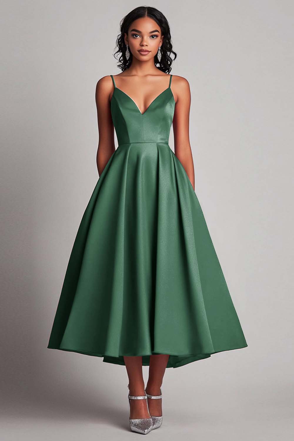 A Line Spaghetti Straps Red Formal Dress