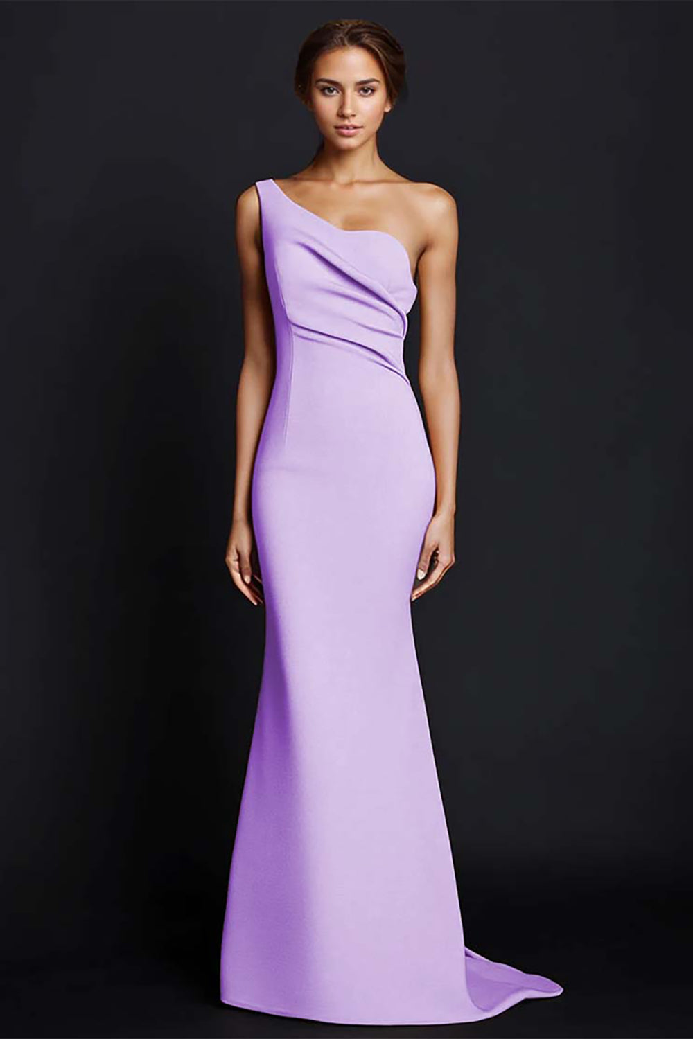 One Shoulder Mermaid Khaki Formal Dress