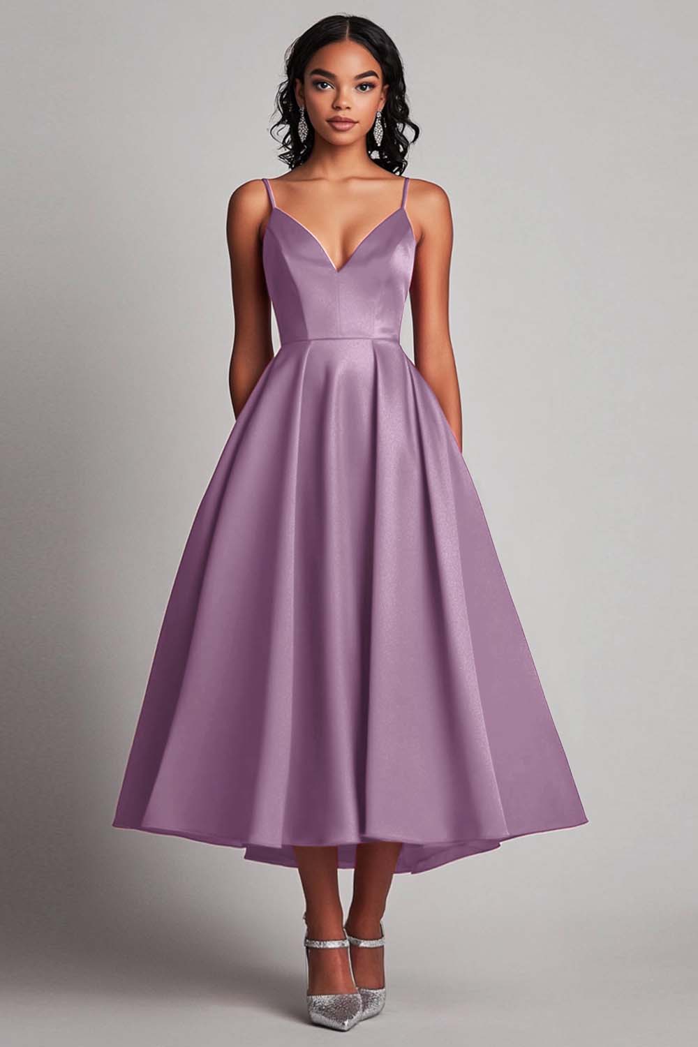 A Line Spaghetti Straps Red Formal Dress